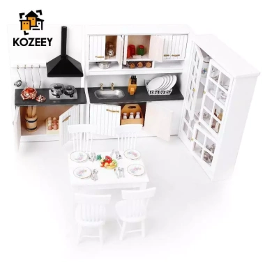 KOZEEY 1/12 Nhà Búp Bê Thu Nhỏ Nội Thất Nhà Bếp Tủ Nấu Trắng 575k