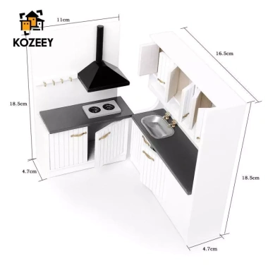 KOZEEY 1/12 Nhà Búp Bê Thu Nhỏ Nội Thất Nhà Bếp Tủ Nấu Trắng 575k