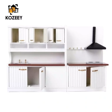 KOZEEY 1/12 Nhà Búp Bê Thu Nhỏ Nội Thất Nhà Bếp Tủ Nấu Trắng 575k