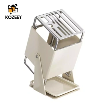 KOZEEY Khối dao nhà bếp xoay đa năng có khay nhỏ giọt, hộp đựng dụng cụ – Tiết kiệm cho gia đình và nhà hàng