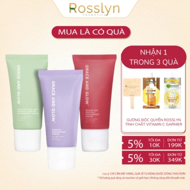 Lăn khử mùi Grace & Glow Deodorant Serum 50ml Rosslyn - Dưỡng sáng, ngăn mồ hôi, Niacinamide + AHA, giảm giá 111k