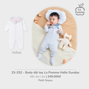 LaPom Body Dài Tay La Pomme Hello Sunday Chât Petit - Đồ sơ sinh bé trai, bé gái, siêu mềm, giá chỉ 249.000 VND
