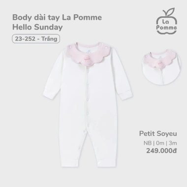 LaPom Body Dài Tay La Pomme Hello Sunday Chât Petit - Đồ sơ sinh bé trai, bé gái, siêu mềm, giá chỉ 249.000 VND