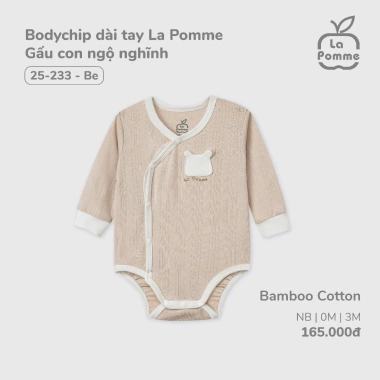 LaPom Bodychip Dài Tay Gấu Con Ngộ Nghĩnh - Đồ sơ sinh bé trai, bé gái, chỉ 165k