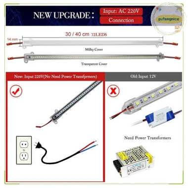 LED Pufangnice 2.835 AC220V Độ Sáng Cao 72 LEDs Dải Cứng 30-40cm Tiết Kiệm 8