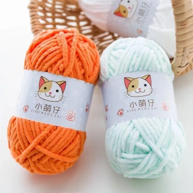 Len nhung mèo sợi to nhẹ mềm mịn 50gr - Giá ưu đãi 30.800đ, len móc thú bông