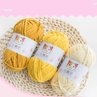 Len nhung mèo sợi to nhẹ mềm mịn 50gr - Giá ưu đãi 30.800đ, len móc thú bông