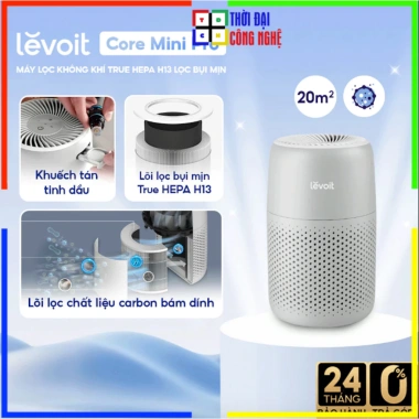 Levoit Core Mini Pro – Máy lọc không khí 15m2, lọc than, Vortex 3.0, 24 tháng BH