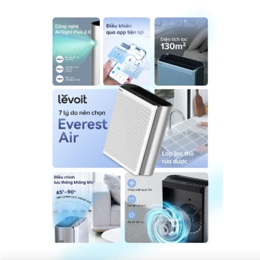 Levoit EverestAir máy lọc không khí AirSight Plus, cảm biến, VortexAir, 130m2, bảo hành 24 tháng - giảm 22%