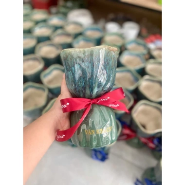 Lọ hoa bó hoa thủ công Bát Tràng - gốm Randon, kèm nơ xinh, giá chỉ 199.000đ (giảm 20%)