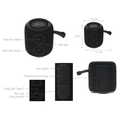 Loa Bluetooth Alpha Works Ride AW Ride chính hãng - Bảo hành 12 tháng, 1 đổi 1 trong 30 ngày, giá 390.000₫