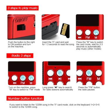 Loa đài FM mini USB hỗ trợ thẻ nhớ, tai nghe, đèn pin - Radio kỹ thuật số di động, chỉ 85.000₫ 6