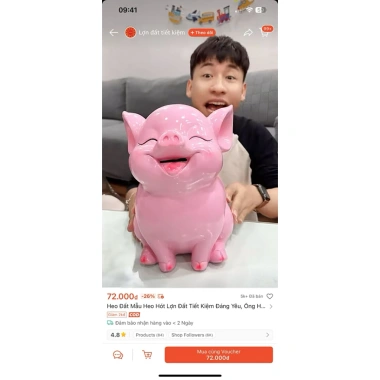 Lợn đất tiết kiệm size trung to đại siêu dễ thương, dáng ngồi xinh xắn - Piggybank Store LD12 h 80.000 VND 8