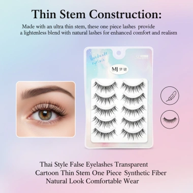 Lông Mi giả hoạt hình Thái Lan trong suốt, thân mỏng, sợi tự nhiên, thoải mái mặc, chỉ 49.500₫