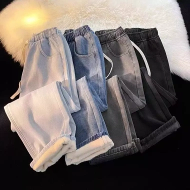 Lót Lông Cừu Dày cho Quần Jean Thu Đông Retro Ống Rộng Nam Nữ - 268.941₫