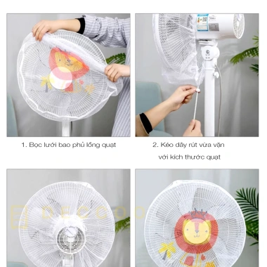 Lưới Bọc Quạt An Toàn Dây Rút Cho Bé Hoạt Hình Ngăn Bụi Giá Ưu Đãi 18.900 VND