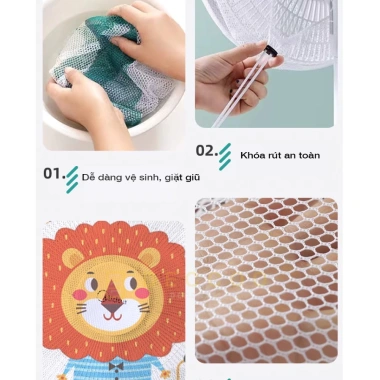 Lưới Bọc Quạt An Toàn Dây Rút Cho Bé Hoạt Hình Ngăn Bụi Giá Ưu Đãi 18.900 VND