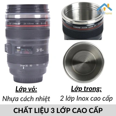 Ly giữ nhiệt inox 400ml hình ống kính máy ảnh - Giữ nóng lạnh lâu, giá chỉ 109k 4 Ly giữ nhiệt inox 400ml hình ống kính máy ảnh - Giữ nóng lạnh lâu, giá chỉ 109k 4