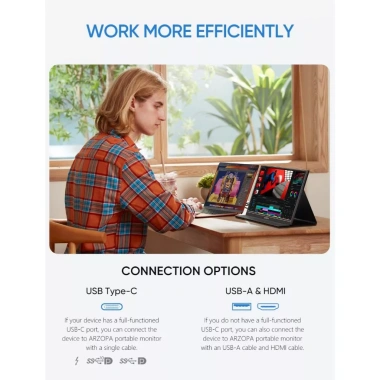 Màn Hình Game Di Động Arzopa 16.1 inch IPS Full HD 144Hz 100% sRGB G1 GameMax Xám Bạc 3 Triệu