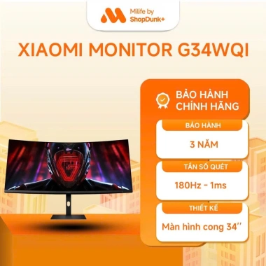 Màn Hình PC Xiaomi G34WQi 34 inch 2K Curved Gaming Monitor EU - Giá 8,2 triệu, BH 36 tháng