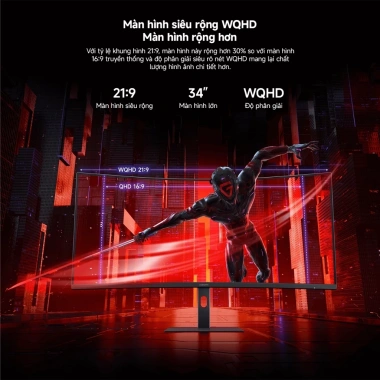 Màn Hình PC Xiaomi G34WQi 34 inch 2K Curved Gaming Monitor EU - Giá 8,2 triệu, BH 36 tháng