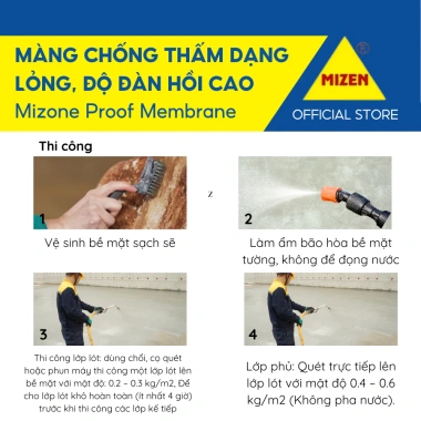 Màng Chống Thấm Mizone Proof Membrane Gốc Bitum Dạng Lỏng Độ Đàn Hồi Cao Thi Công Trực Tiếp Lên Bê Tông Giá Ưu Đãi 233.750 VND 4