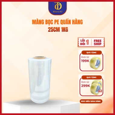 Màng co PE 25cm 1kg chống thấm, bọc hàng giá rẻ 73.600 VNĐ | Băng keo Đại Cát