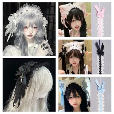 MAOYE66SY Headband Gothic Ren Kawaii Xù - Ruy Băng Nơ JK Anime Maid Cosplay Đầu Hàng Ngày