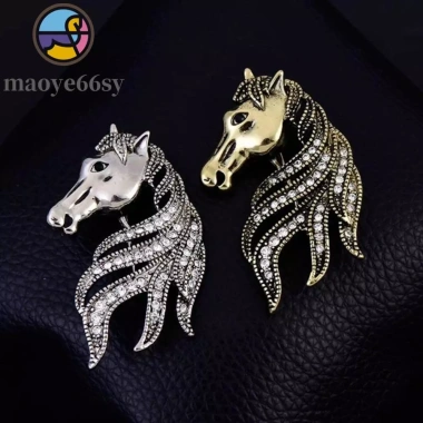 MAOYE66SY Vintage Ngựa Thổ Cẩm Pha Lê Thanh Lịch - Phụ Kiện Nữ Xòe Sang Trọng Vàng Bạc, Giá 44.000₫