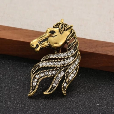 MAOYE66SY Vintage Ngựa Thổ Cẩm Pha Lê Thanh Lịch - Phụ Kiện Nữ Xòe Sang Trọng Vàng Bạc, Giá 44.000₫