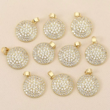 Mặt dây chuyền 18k bánh tròn dát Zircon - phụ kiện DIY sang trọng, giảm giá 18% chỉ 58,616 VND 3