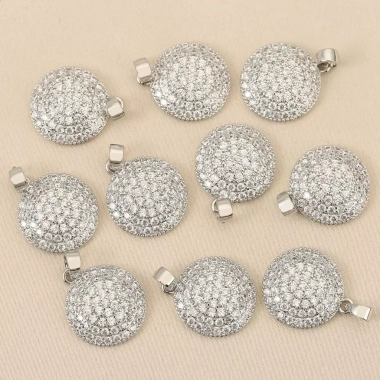 Mặt dây chuyền 18k bánh tròn dát Zircon - phụ kiện DIY sang trọng, giảm giá 18% chỉ 58,616 VND 5