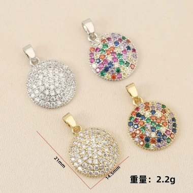 Mặt dây chuyền 18k bánh tròn dát Zircon - phụ kiện DIY sang trọng, giảm giá 18% chỉ 58,616 VND 8