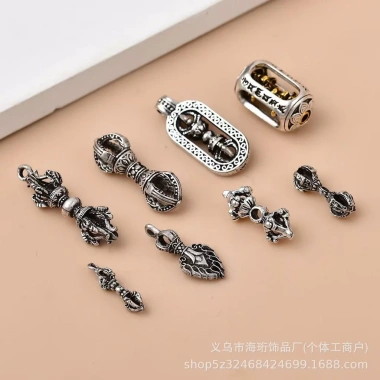 Mặt dây chuyền bạc Tây Tạng Châm Ngôn Sáu Con Cross Vajra thiết kế tinh xảo giảm giá 25.504 VND 5