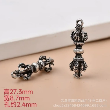 Mặt dây chuyền bạc Tây Tạng Châm Ngôn Sáu Con Cross Vajra thiết kế tinh xảo giảm giá 25.504 VND 9