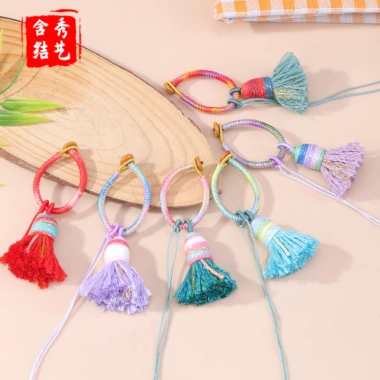 Mặt dây chuyền bầu trời đầy sao Cotton ren tua rua - Túi móc giá 41.509₫