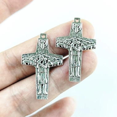 Mặt dây chuyền chữ thập Good Shepherd - Charm Giáo hoàng Francis, phụ kiện DIY, quà tặng đức tin - Giá chỉ 75.350 VND 2