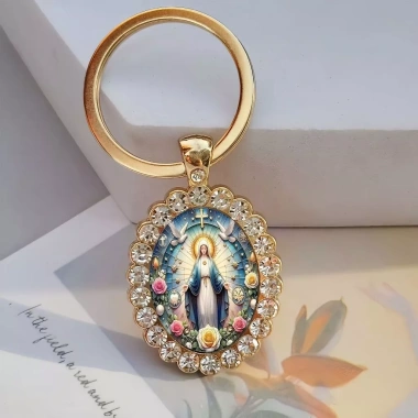 Mặt dây chuyền kim cương giả bầu dục Đức Mẹ Virgin Mary - Quà tặng cầu nguyện, giá 70.400 VND 2