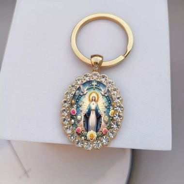 Mặt dây chuyền kim cương giả bầu dục Đức Mẹ Virgin Mary - Quà tặng cầu nguyện, giá 70.400 VND 3