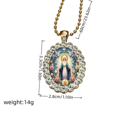 Mặt dây chuyền kim cương giả bầu dục Đức Mẹ Virgin Mary - Quà tặng cầu nguyện, giá 70.400 VND 8