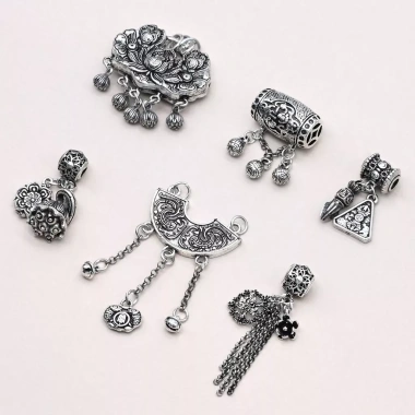 Mặt dây chuyền Lotus Pom Flower Longevity Lock DIY - Giá ưu đãi 61,322₫
