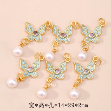 Mặt dây chuyền ngọc trai bướm tự làm - Phụ kiện thời trang giá ưu đãi 45.002 VND 5