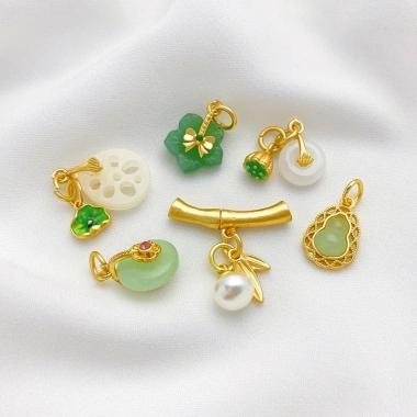 Mặt Dây Chuyền Vàng 18k Hoa Sen Ngọc Bích Độc Đáo - Giá ưu đãi 17.139 VND 4
