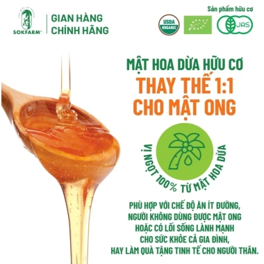 Mật Hoa Dừa Cô Đặc Organic Sokfarm vị ngọt thanh không đường 1.4L tiết kiệm 148k 4