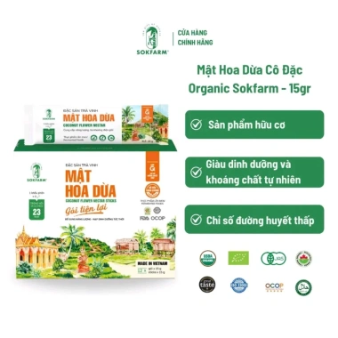 Mật Hoa Dừa Cô Đặc Sokfarm 250g Organic – Ngọt dịu, thơm hương dừa, chỉ 148k