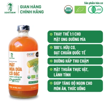 Mật Hoa Dừa Cô Đặc Sokfarm 685gr Organic – Đường thấp, bù khoáng điện giải, 148k 4