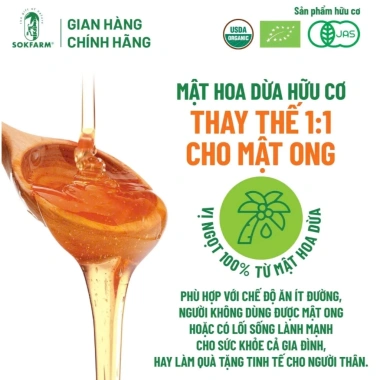 Mật Hoa Dừa Cô Đặc Sokfarm 685gr Organic – Đường thấp, bù khoáng điện giải, 148k 8