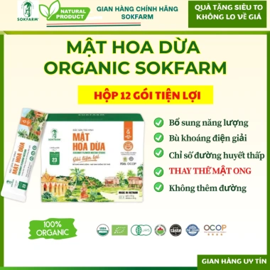 Mật Hoa Dừa Cô Đặc Sokfarm Organic 100% – Chai lớn xuất khẩu, giá 148.000 VNĐ, tiết kiệm