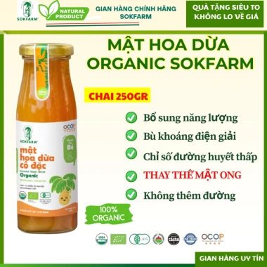 Mật Hoa Dừa Cô Đặc Sokfarm Organic 100% – Chai lớn xuất khẩu, giá 148.000 VNĐ, tiết kiệm
