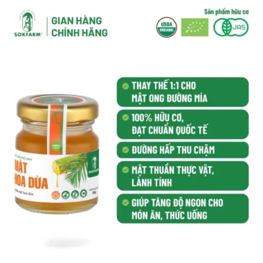 Mật Hoa Dừa Organic Sokfarm cho Bé – Ngọt thanh, thay thế mật ong, giá 60.000 VND